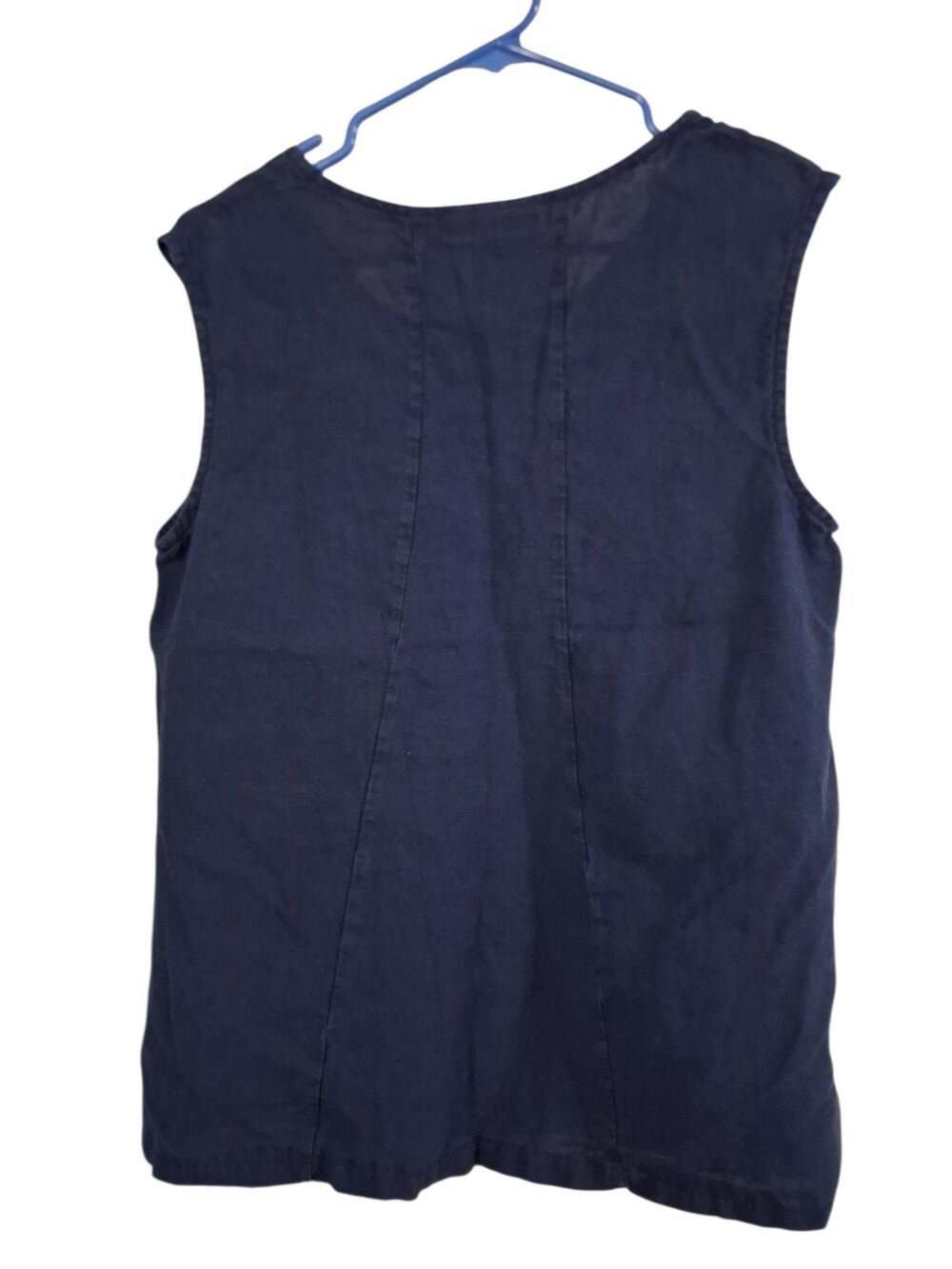 Bryn Walker Navy Sleeveless Linen Tank Top - Picture 2 of 6